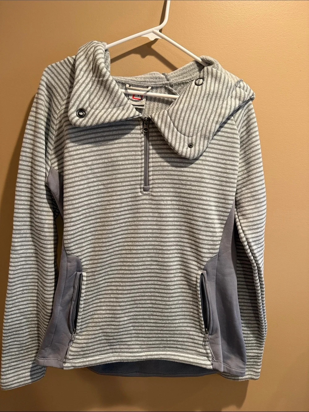Avalanche Gray & White Striped Quarter-Zip Pullover